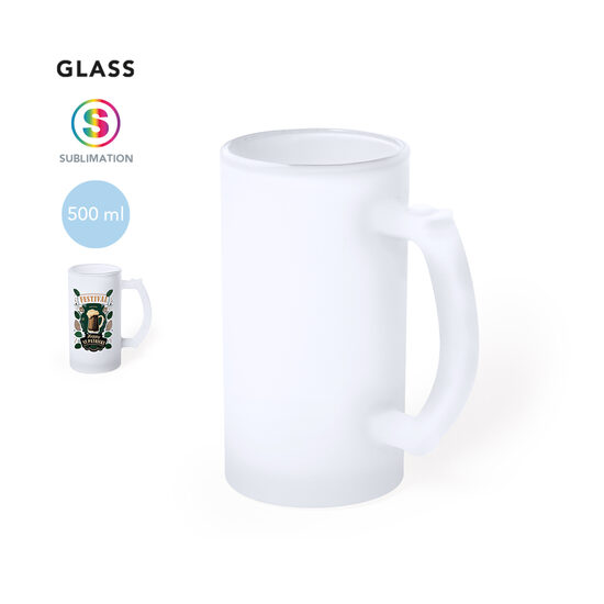 Personalizējama matēta stikla krūka ar rokturi – 500 ml