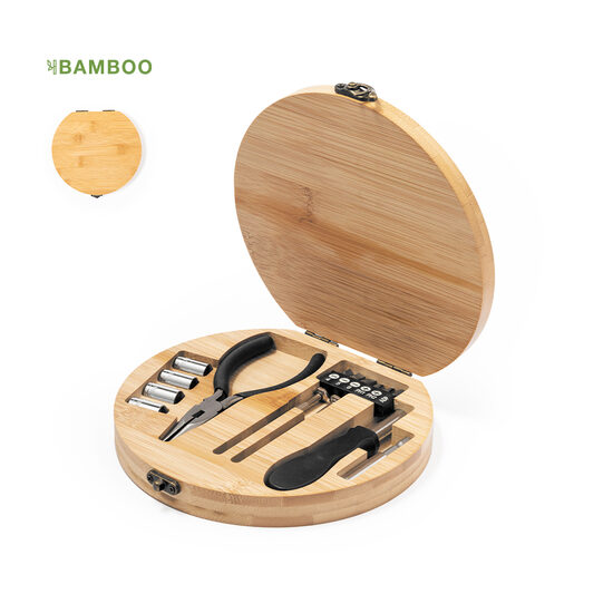 Instrumentu komplekts bambusa kastē 