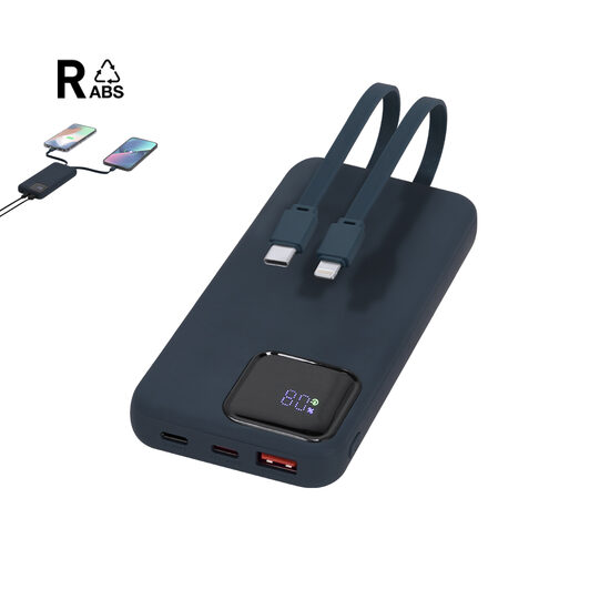 10 000 mAh ārējā uzlādes baterija no pārstrādāta ABS ar ekrānu