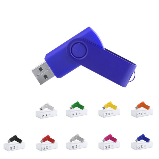 16GB USB zibatmiņa ar grozāmu krāsotu metāla klipsi