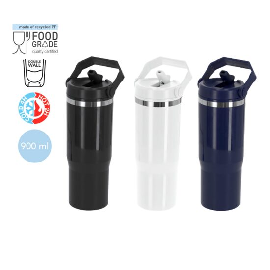 Termopudele karstiem un aukstiem dzērieniem ar salmiņu - 900ml