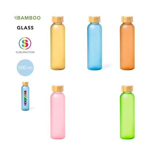 Sublimācijas stikla pudele ar bambusa vāciņu – 500 ml