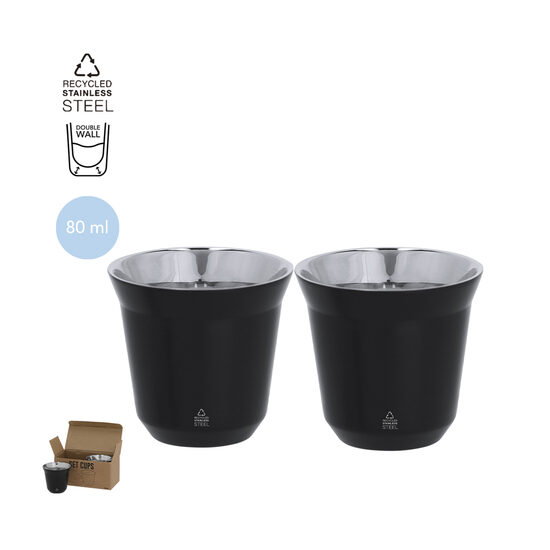 Dubultsienu nerūsējošā tērauda krūzīšu komplekts – 2 × 80 ml