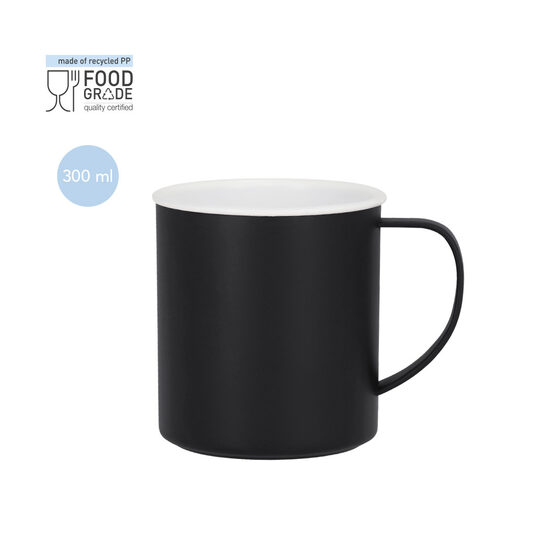Recycled PP krūze ar krāsainu korpusu – 300 ml (ar personalizāciju)