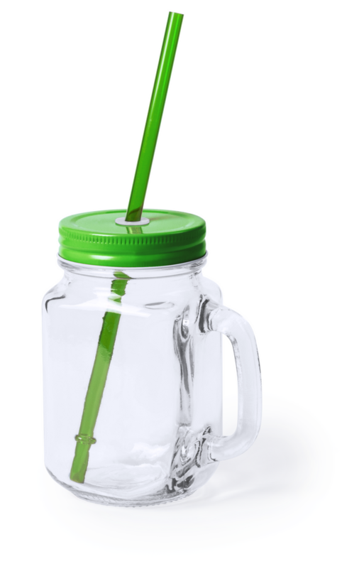 Personalizēta stikla burciņas tipa krūze ar salmiņu – 500 ml