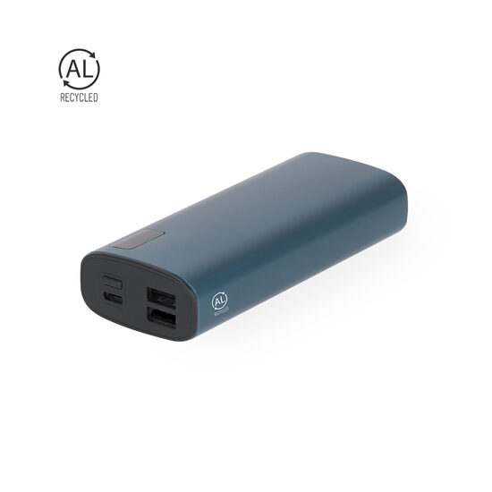 10 000 mAh ārējā uzlādes baterija no pārstrādāta alumīnija ar hroma apdari